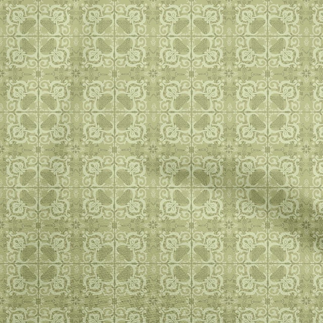 oneOone Cotton Flex Light Green Fabric Asian Tile Traditional Craft Projects Decor Fabric Printed By The Yard 40 Inch Wide