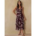 thumbnail image 2 of Multicolor Floral Print V-Neck Sleeveless Ruffle Hem Maxi Dress, Lightweight Chiffon, Slimming Waist, Elegant Romantic Style, 2 of 8