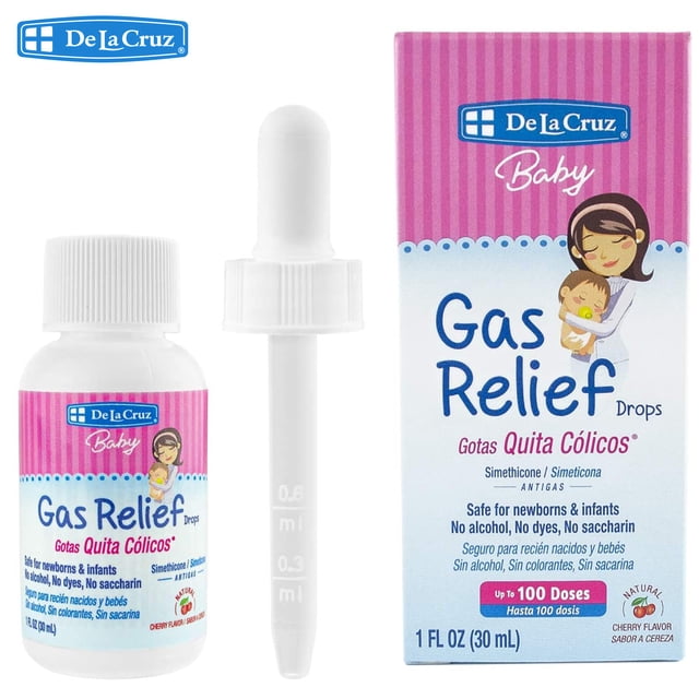 De La Cruz Gotas de Alivio de Gas para Bebés y Bebés con Gotas de Cólicos para Hinchazón de Simeticona 1 Fl Oz