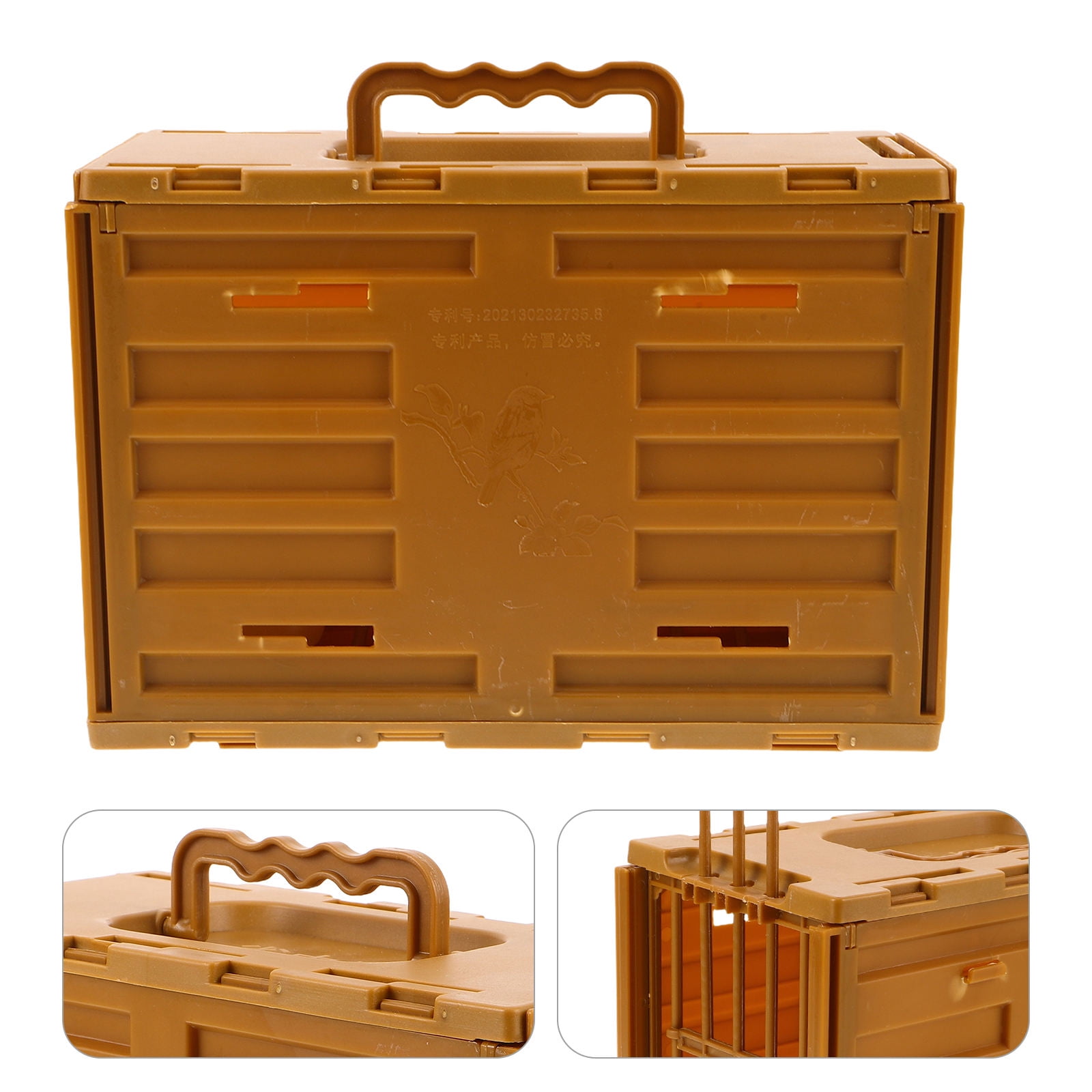 Luxshiny Brown Plastic Portable Bird Carrier Cage with Handle for Finches Parakeets Indoor Outdoor