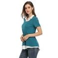 thumbnail image 2 of Yesfashion Women's Long Sleeve Contrast Collared Shirts Patchwork Work Blouse Tunics Tops, 2 of 5