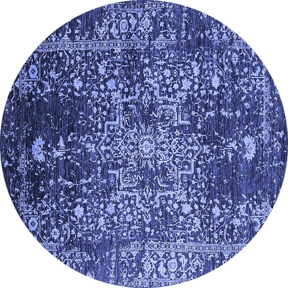 Ahgly Company Indoor Round Oriental Blue Industrial Area Rugs, 7' Round
