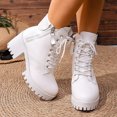 thumbnail image 5 of Women's Chunky Low Heel Short Ankle Boots, Round Toe Lace Up Side Zipper Design with Breathable Lining, Trendy Booties for Daily Party Gift, 5 of 7