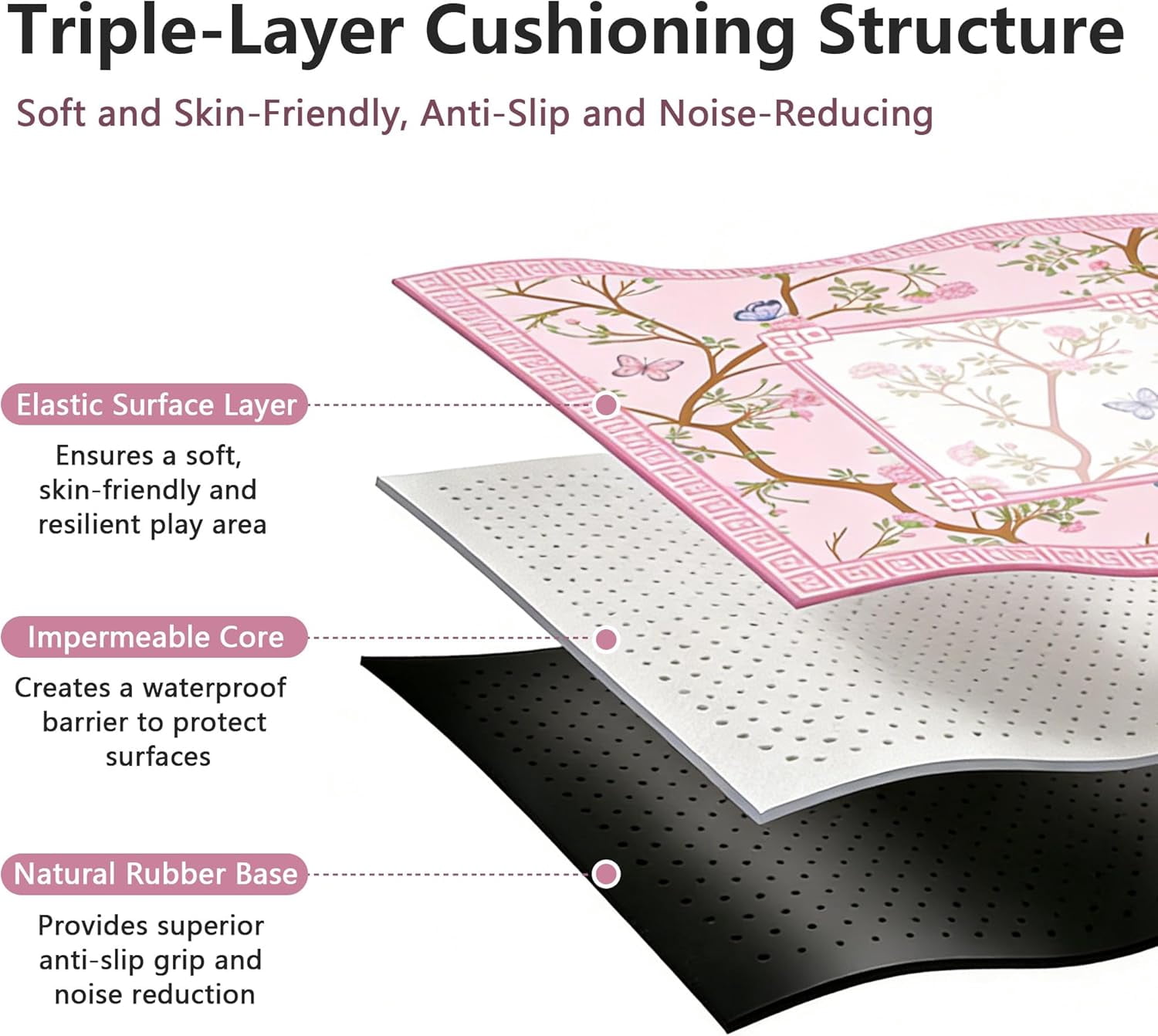 Mahjong Mat for Table, 31.5''''x31.5'''' Non-Slip & Noise Reduction Mahjong Mat with Rules,Mah Jongg Gift with Carrying Bag for Poker,Board Games,Dominoes,Cards & Tile Games (Light Pink)