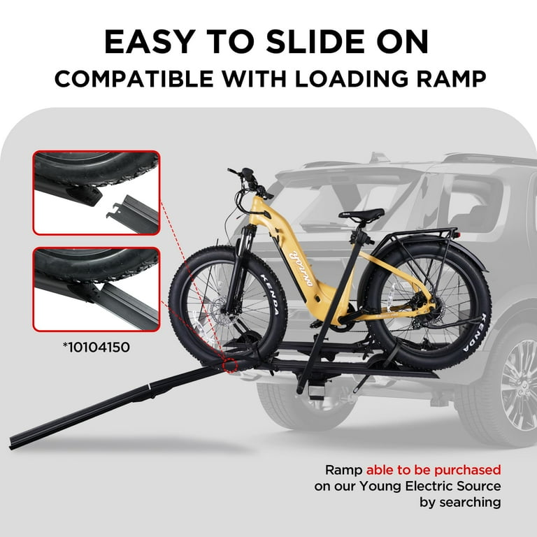 Young Electric E-Bike Hitch Mount Rack, 200 lbs Capacity, Anti-Falloff 360 Degree Swirl Structure, 2 Bike Rack Young Electric E-Bike Hitch Mount Rack, 200 lbs Capacity, Anti-Falloff 360 Degree Swirl Structure, 2 Bike Rack