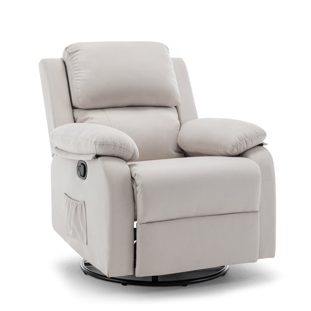 Korser Sillón Reclinable Giratorio 360°Adultos,Mecedora Pequeña Para Espacios Reducidos,Lino,Beige