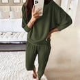 thumbnail image 2 of Conjunto de pantalones de manga larga con cuello redondo de color sólido cómodo de ocio para mujer Pompotops  qwe23662, 2 of 8