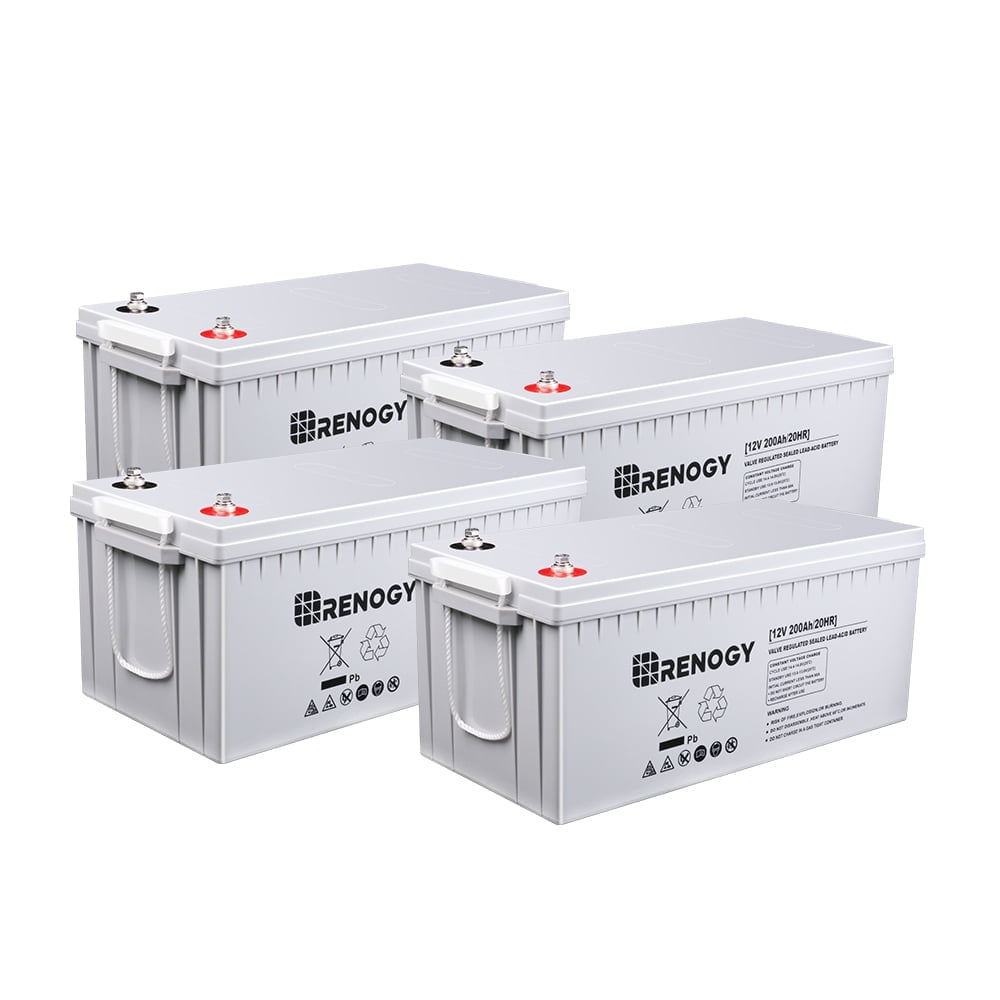 Renogy Deep Cycle AGM Battery 12 Volt 200Ah for RV, Solar, Marine, and Off-grid Applications, 4 Pcs