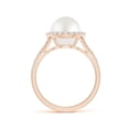 thumbnail image 2 of Angara South Sea Cultured Pearl Split Shank Ring with Halo in 14K Rose Gold for Women | June Birthstone Jewelry for Her, 2 of 8
