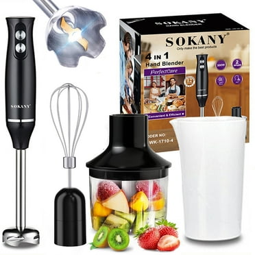 Immersion Hand Blender,5-in-1 500W Multi-Function Handheld Stick Blender with Stainless Steel Blades, Chopper, Beaker 600ml, 2-Speed New Mixer Milk Frother for Baby Food/Smoothies/Puree
