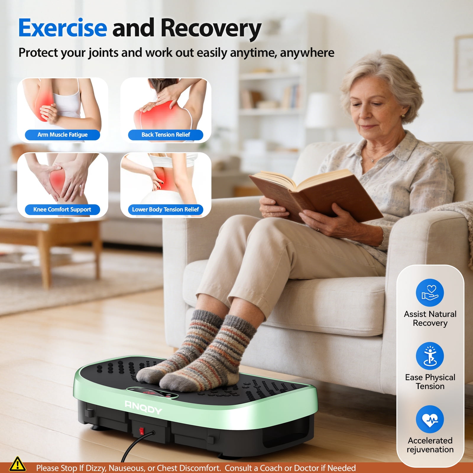 Anqdy Vibration Platform Exercise Machine Magnetic Acupoints Full Body for Lymphatic Drainage
