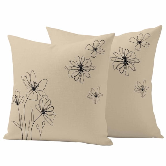 Floral Outdoor Waterproof Pillow Covers, Spring Flower Decorative Square Throw Pillowcase Sofa Cushion Sham for Patio/Couch/Chair, 16"x16" 2 Pack