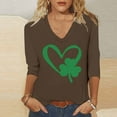thumbnail image 2 of ZyeKqe St. Patrick's Day Shirt Women 3/4 Sleeves Blouses Cute Graphic Print Shirts Tees Crewneck Pullover Tops, 2 of 6