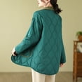 thumbnail image 4 of Lovskoo Womens Winter Coats Quilted Jacket Comfortable Patchwork Button Pocket Solid Color Long Sleeve Turndown Collar Hoodless Casual Outwear Cotton Padded Outerwear Green, 4 of 5
