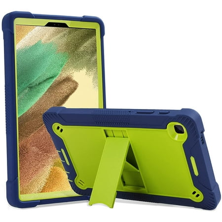 KIQ Samsung Galaxy Tab A7 Lite Case Shockproof Silicone Bumper with Kickstand Samsung Galaxy Tab A7 Lite 8.7 Tablet Case Kids Proof 2021 SM-T220/T225/T227 [Guardian Lime Green Dark Blue]