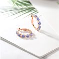 thumbnail image 5 of Gem Stone King 18K Rose Gold Plated Silver Blue Tanzanite and White Topaz Hoop Earrings for Women (3.32 Cttw, Round 4MM and 1.9MM, Gemstone Birthstone 1 inch Diameter), 5 of 5