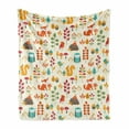 thumbnail image 1 of Children Soft Flannel Fleece Throw Blanket, Kids Autumn Pattern Owl Fox Squirrel Birds Animal Leaves Print, Cozy Plush for Indoor and Outdoor Use, 60" x 80", Multicolor, by Ambesonne, 1 of 6