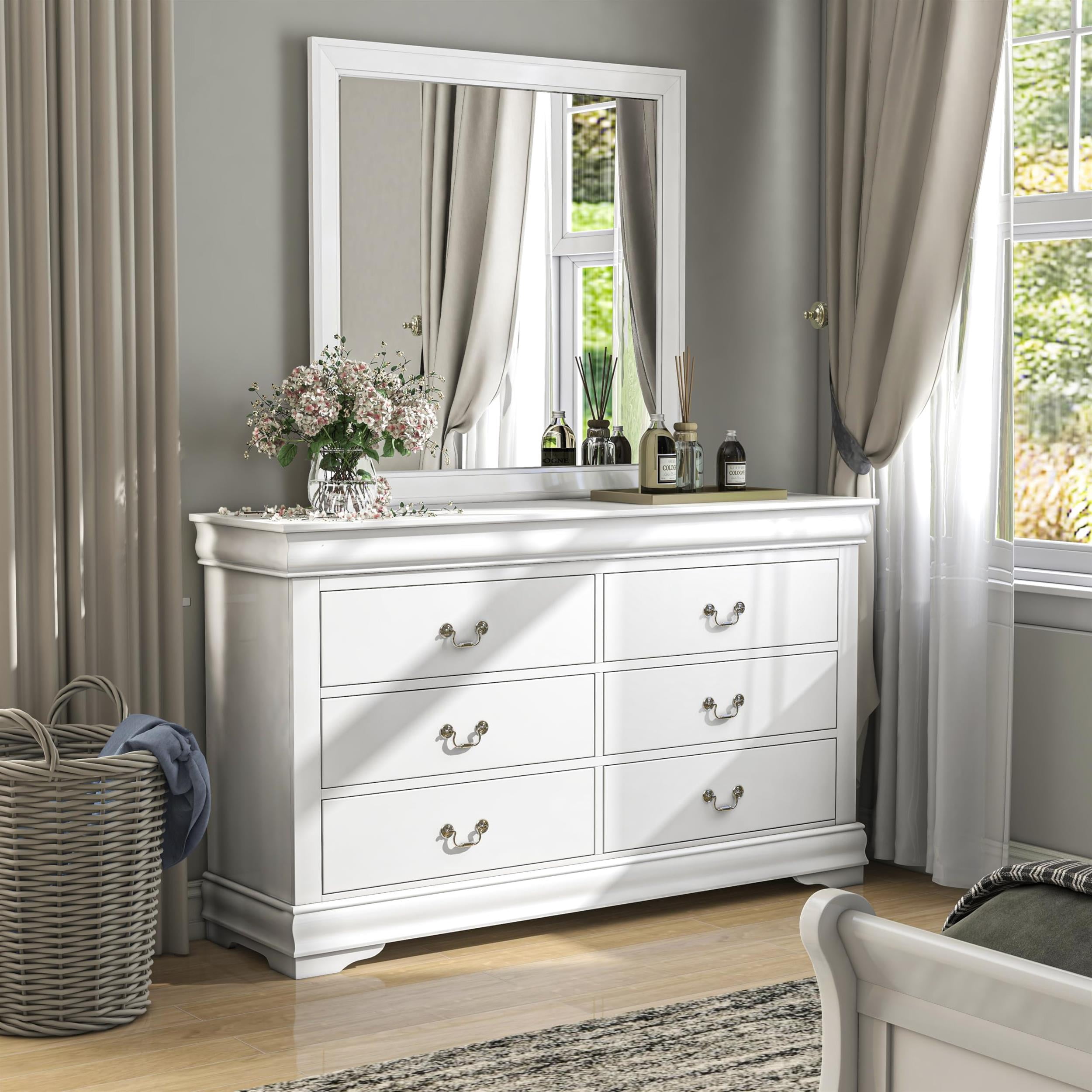 mirror for dresser white Batista Jewelry Cheval Mirror with Drawers White