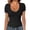 Black #105, variant on Slim Fit V Neck T-Shirts for Women Sexy Low Cut Summer Short Sleeve Tight Tops Casual Blouses Gray XL