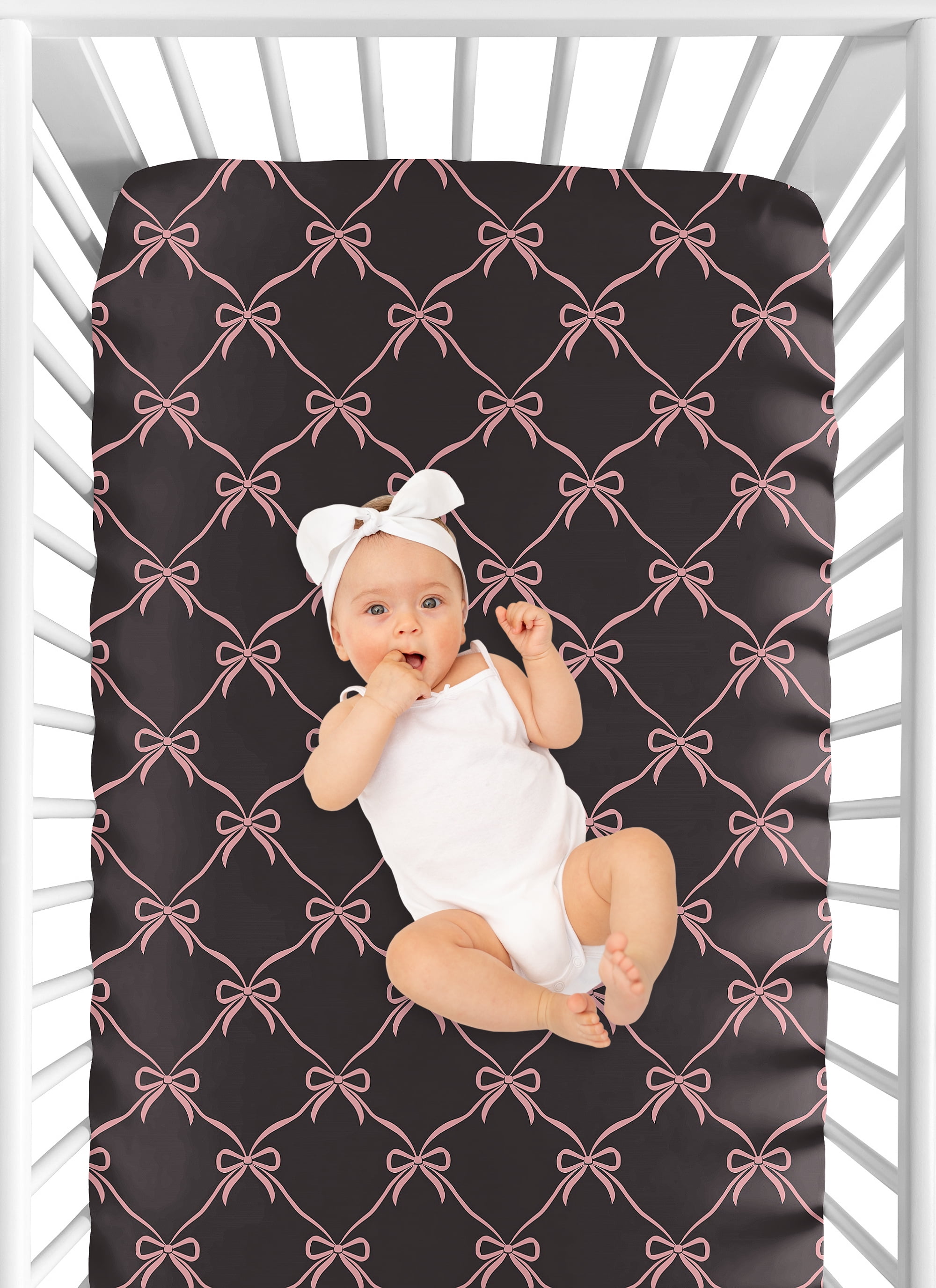 Sweet Jojo Designs Ballerina and Ballet Bows Black Girl Fitted Crib Sheet
