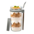 thumbnail image 2 of Mason Cup Vaso de avena durante la noche de 600 ml [Gris] + [Cuchara gratis] Vaso Mason ANGGREK Otros, 2 of 8