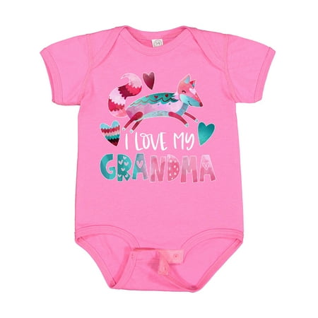 

Inktastic I Love My Grandma Pink and Blue Fox with Hearts Gift Baby Boy or Baby Girl Bodysuit