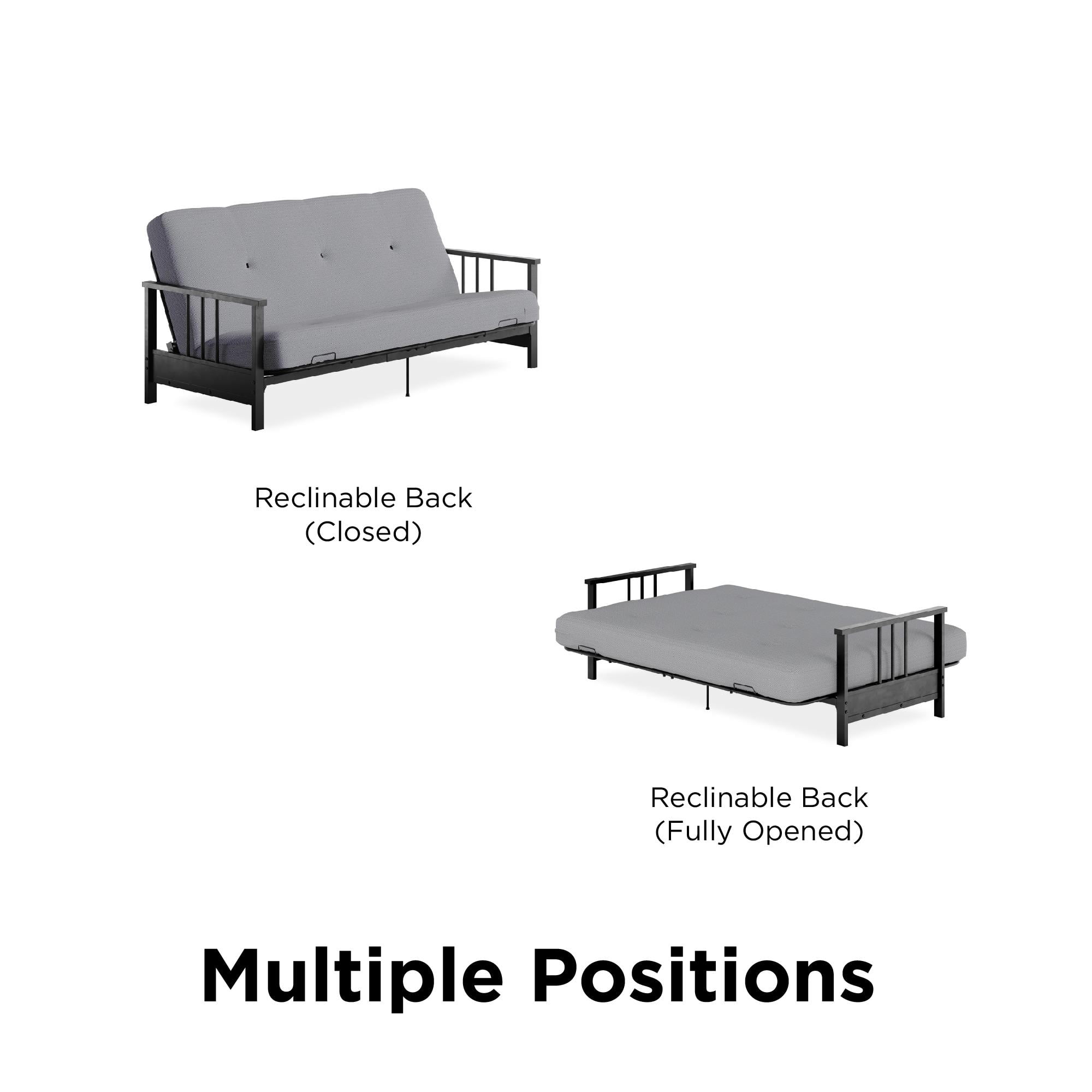 DHP Harlow Full Metal Arm Futon with 6-Inch Thermobonded High Density Polyester Fill Herringbone Mattress