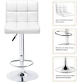 thumbnail image 4 of KaiMeng Bar Stools Modern Square Counter Height Barstool 22" to 33" PU Leather Swivel Adjustable Stool with Back Set of 2 for Kitchen Dining (White), 4 of 8