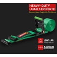 thumbnail image 2 of 4 Pack 2" x 16' Green E-Track Ratchet Tie Down Straps, 1,500 lbs WLL, 4,500 lbs BS, Spring-Loaded Double Stud E-Fittings for Enclosed Trailers & Trucks, Padded Handles & Storage Bag, 2 of 17