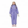 thumbnail image 2 of VKOYWKM Kids Boys Girls One Piece Snowsuits Kids Hooded Waterproof Heavyweight Winter Outdoor Overalls Snowboarding Ski Suits, 2 of 9