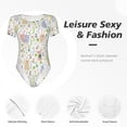 thumbnail image 4 of Balery Flower Rabbit Body de cuello redondo de manga corta para mujer Tops de manga corta Tops básicos-Medium, 4 of 7