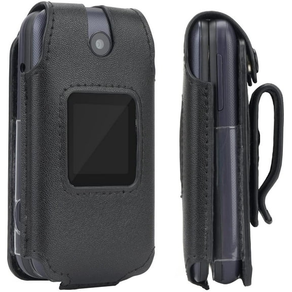 BELTRON Leather Fitted Case for Alcatel Go Flip 4 / TCL Flip Pro Phone - Secure Form Fit Cover with Built-in Screen Protection & Rotating Metal Belt Clip 4056