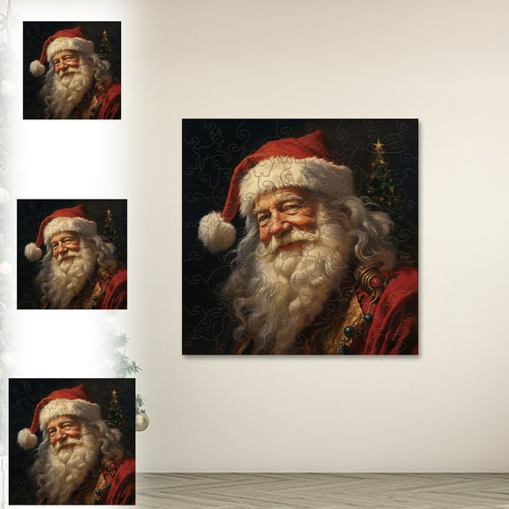 Fwttom Christmas Wooden Jigsaw Puzzle - Three-Dimensional Irregular-Shaped Santa Claus Christmas Decorations, 18 x 14 x 5cm