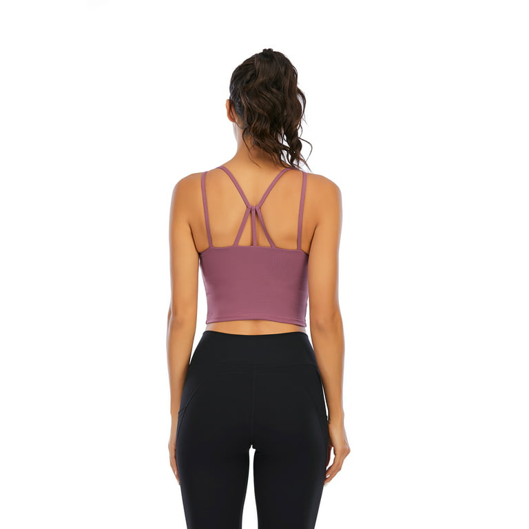 Basstop Padded Strappy Sports Bra Yoga Tops Activewear Workout Clothes for  Women