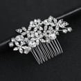 thumbnail image 3 of Nvzi Horquillas para el pelo de boda con flores para novias, peinetas con perlas de cristal, pinzas para el pelo, accesorios para el pelo de boda dorados, joyas plateadas, 3 of 4