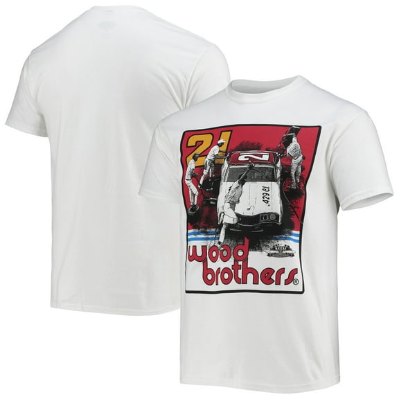 Men's Checkered Flag White Wood Brothers Racing Pit Crew T-Shirt