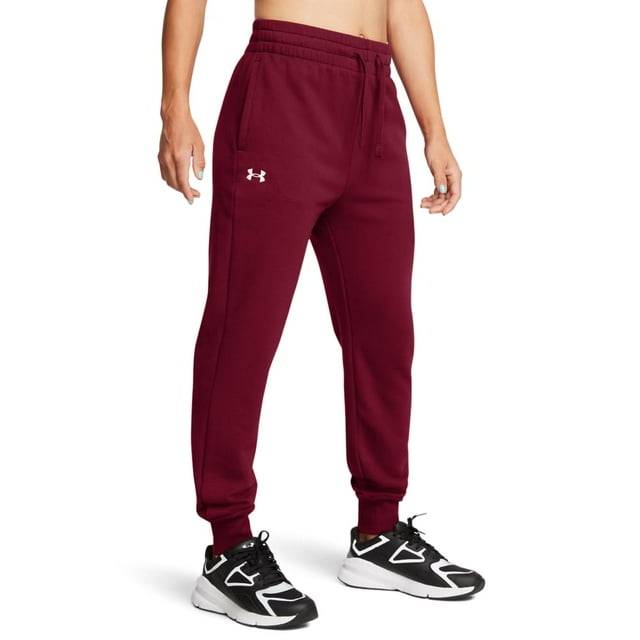 Forro polar Joggers Under Armour Rival para mujer, color cardenal/blanco, talla XL