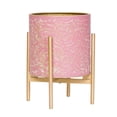 thumbnail image 2 of Floral Metal Planter Pot With 4-Leg Gold Metal Base - Pink & Gold - 14.75"H x 11.75"W, 2 of 3