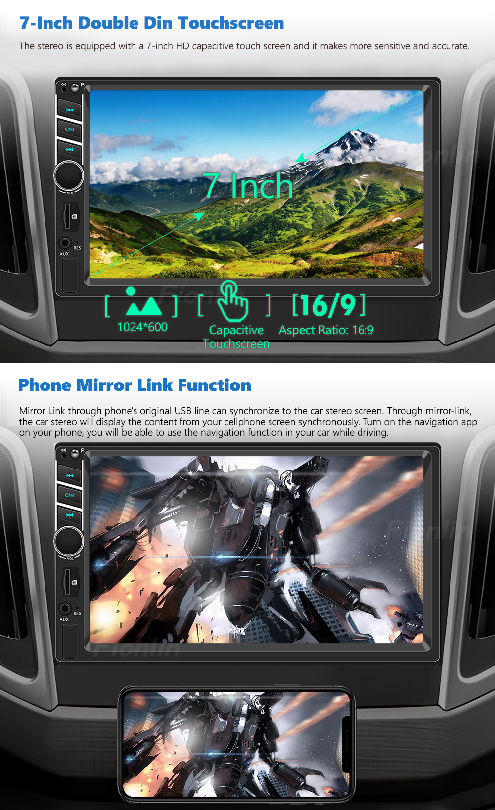 Buy Android Auto Car Stereo Double Din Radio with Apple Carplay ...
