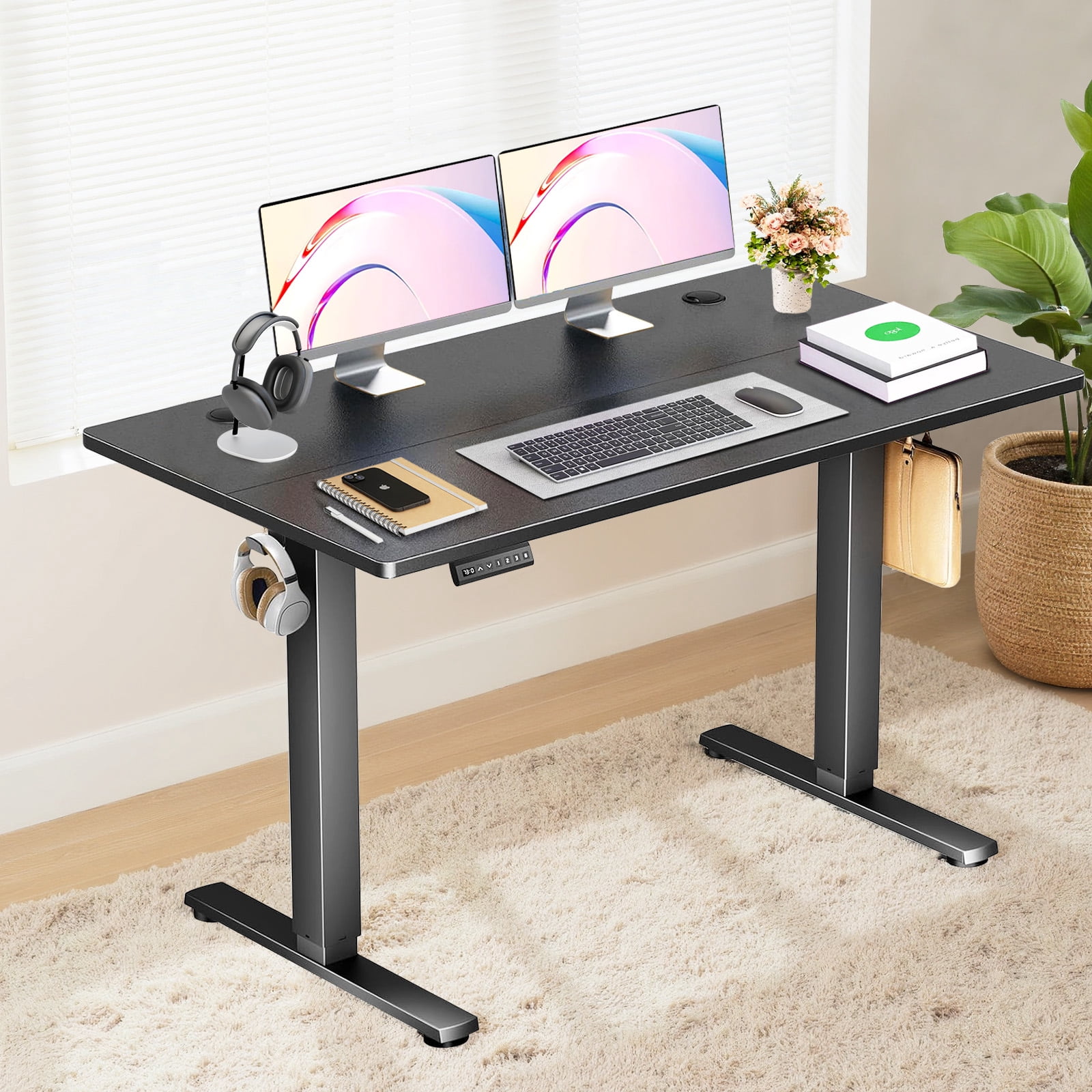 48" x 24" Electric Height Adjustable Standing Desk with Memory Presets, Ergonomic Sit-to-Stand Desk for Home Office, Black