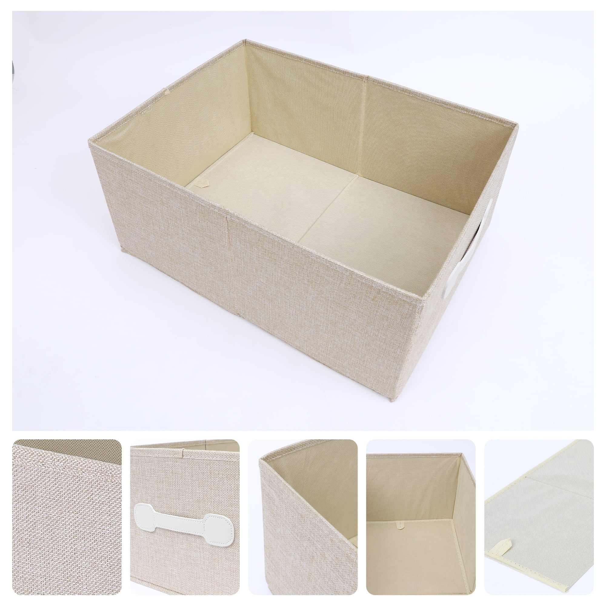 Unique Bargains Fabric Storage Cube Storage Bin Storage Basket Beige 18.5*13.4*8.3in