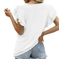 thumbnail image 6 of Timegard Womens Tops Eyelet Scoop Neck Ruffle Cap Sleeve Tee Summer Beach Casual Loose Comfy Shirt Tops, 6 of 8