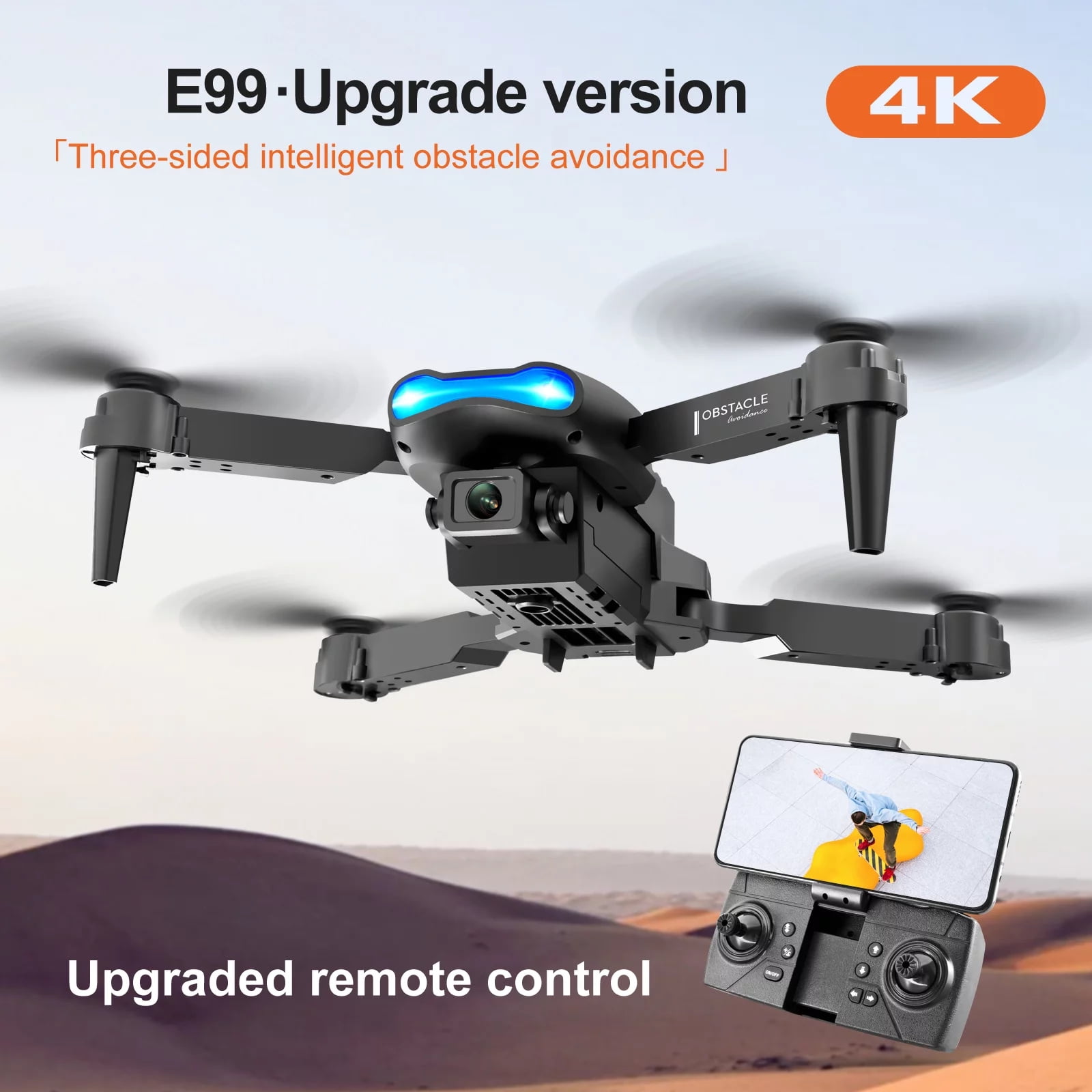 BEEPRINCESS Drone con Cámara Dual 4K HD para Adultos Niños, RC Quadcopter con 2 Baterías Modulares de 1800 Mah para 30 Minutos de Vuelo Largo