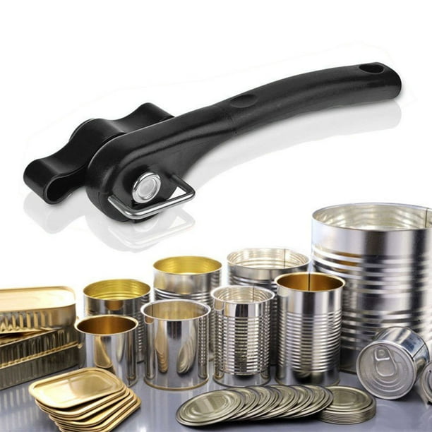 Abrelatas Manual de Acero Inoxidable. Funcionamiento Seguro y Sin Esfuerzo. Fácil de Usar para Latas de Cualquier Tamaño. Portátil y Compacto. Ideal para Cocina y Exteriores. 20,6 X 6,3 X 4,