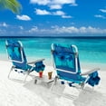 thumbnail image 1 of Gymax Ensemble de 2 Chaises de Plage Pliantes avec Table, Chaise Inclinable d'Extérieur à 5 Positions, 1 of 10