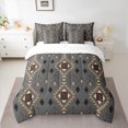 thumbnail image 2 of Manfei Vintage Boho Aztec Bedding Comforter Set 7pcs for Adult, Grey Abstract Ombre Queen Bedding Sets, Hippie Mandala Style Reversible Queen Sheet Sets, Ultra Soft Bedroom Decor, 2 of 7