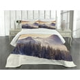 thumbnail image 3 of Ambesonne Nature Quilted Bedspread Set 3 Pcs, Winter Evening Mountain, Queen Size, Multicolor, 3 of 5