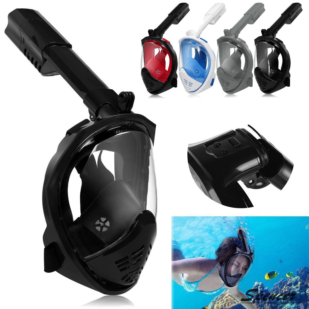 ACALI Foldable Full Dry Face Snorkel Scuba Mask /Snorkling Diving Fins For GoPro 