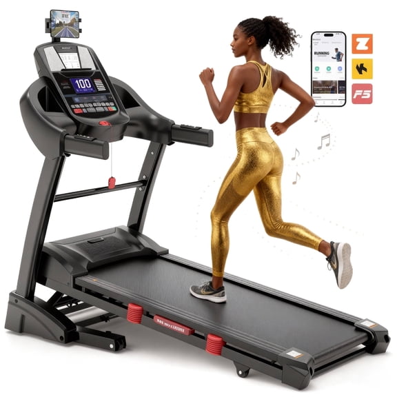 15% Auto Incline Folding Treadmill for Home, 300LB Capacity Running Machine with 4.5HP Motor, 71 Programs, APP Control, Shock-Absorbing Deck, Quiet Cardio Equipment for Walking Jogging Running