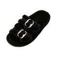 thumbnail image 2 of Willtoo Fuzzy Slippers for Women House Shoes Winter Warm Adjustable Double Straps Fluffy Faux Fur Open Toe Slippers Indoor and Outdoor Women's Slippers, 2 of 3